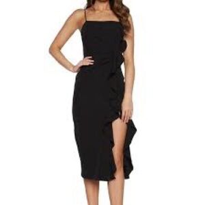 Bardot Black Asymmetrical Ruffle Dress